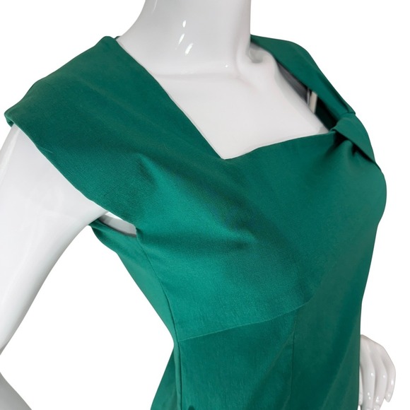 Bettie Page Las Vegas Green Wiggle Dress XL Retro Pinup Square Neck - Picture 5 of 10